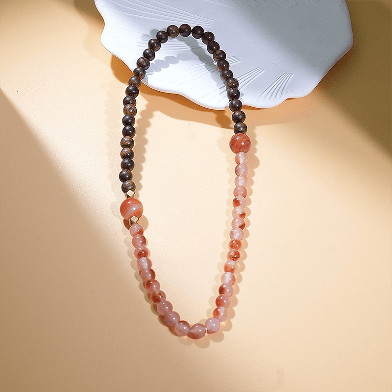 Double Circle Red Agate Flower Bracelet - Buddha Nature