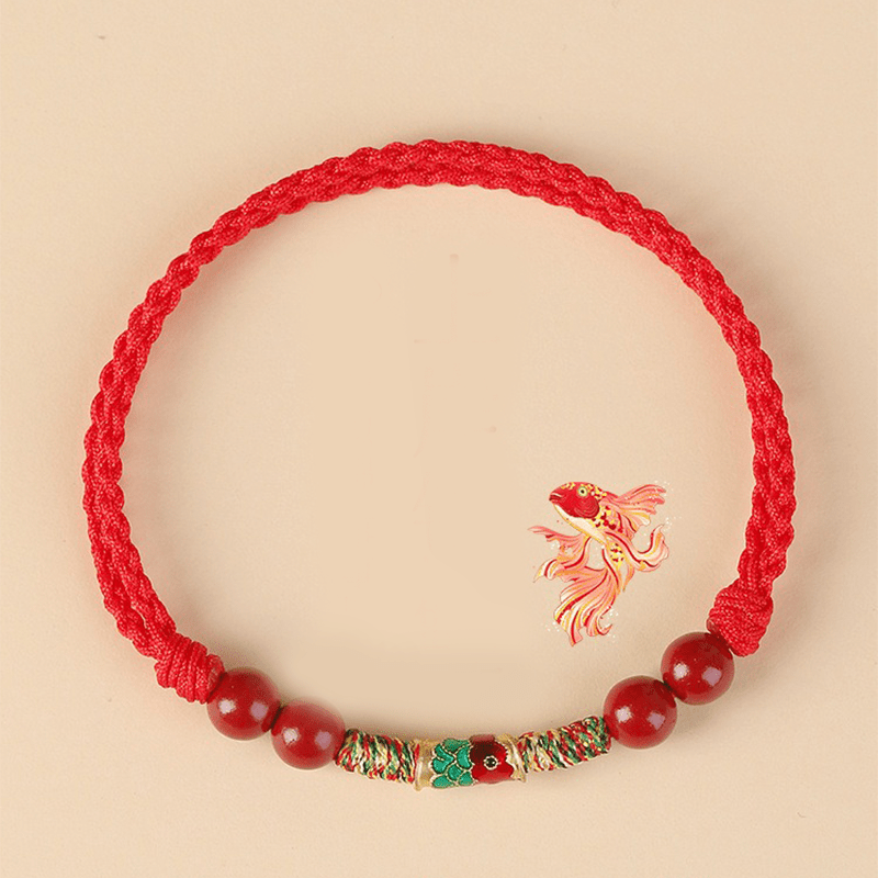 Feng Shui Koi Fish & Cinnabar Red String Bracelet - Buddha Nature