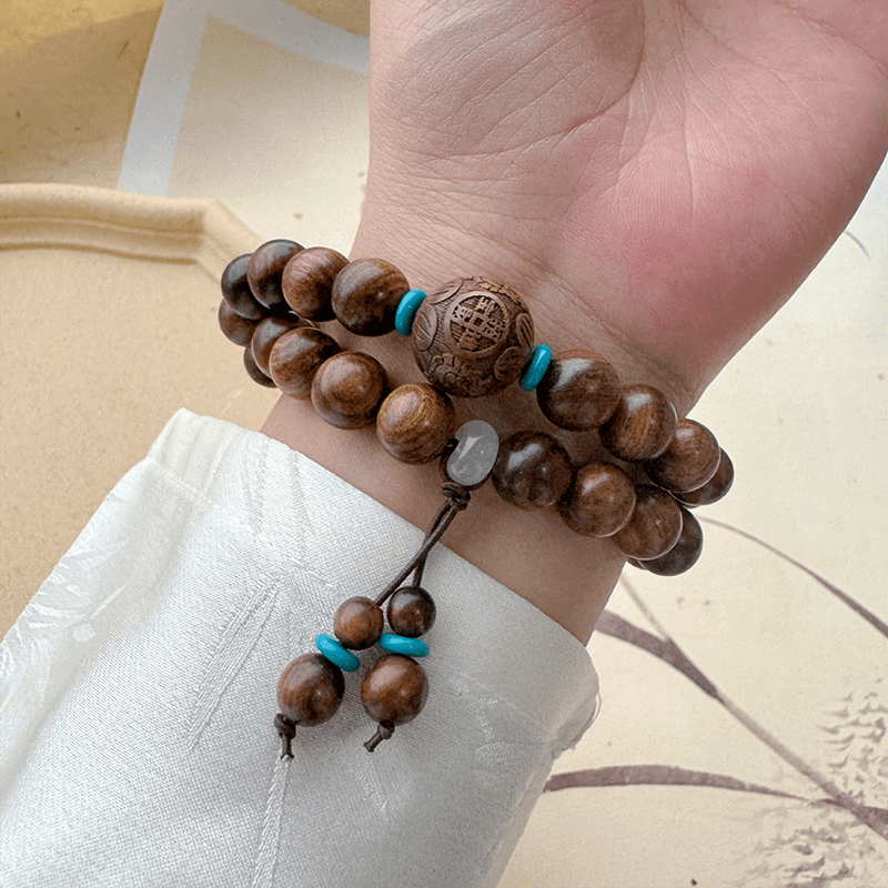 Golden Sandalwood Double Circle Bracelet - Buddha Nature