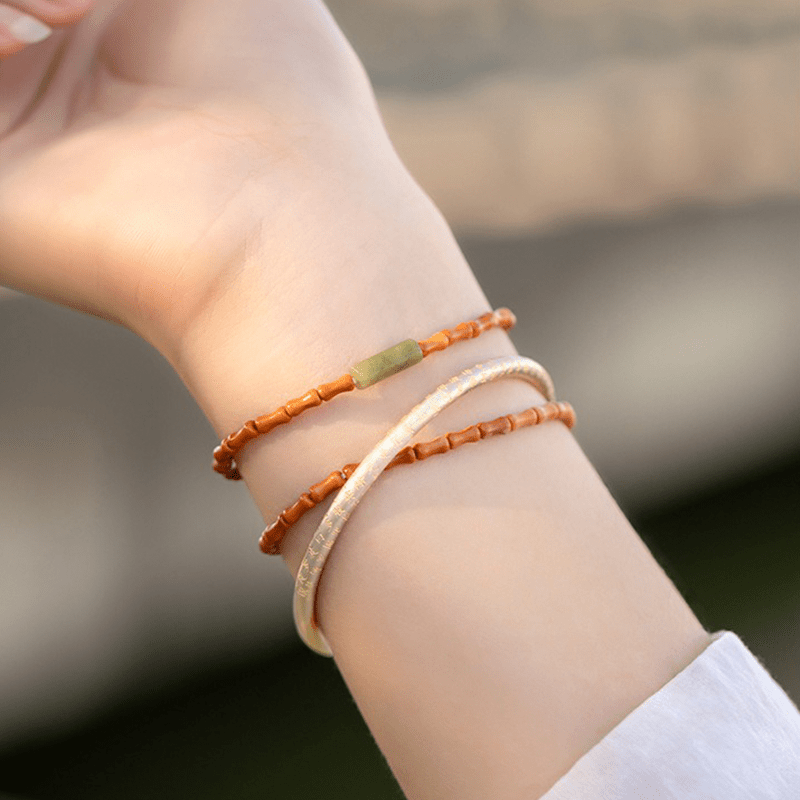 Natural Olive Core & Jade Bracelet - Buddha Nature