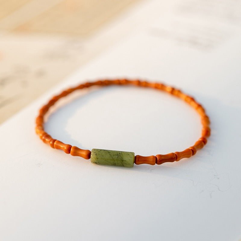 Natural Olive Core & Jade Bracelet - Buddha Nature