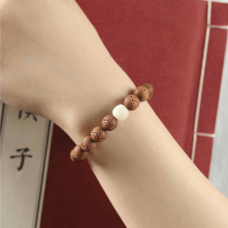 Sandalwood & Lotus Carvings Bracelet - Buddha Nature