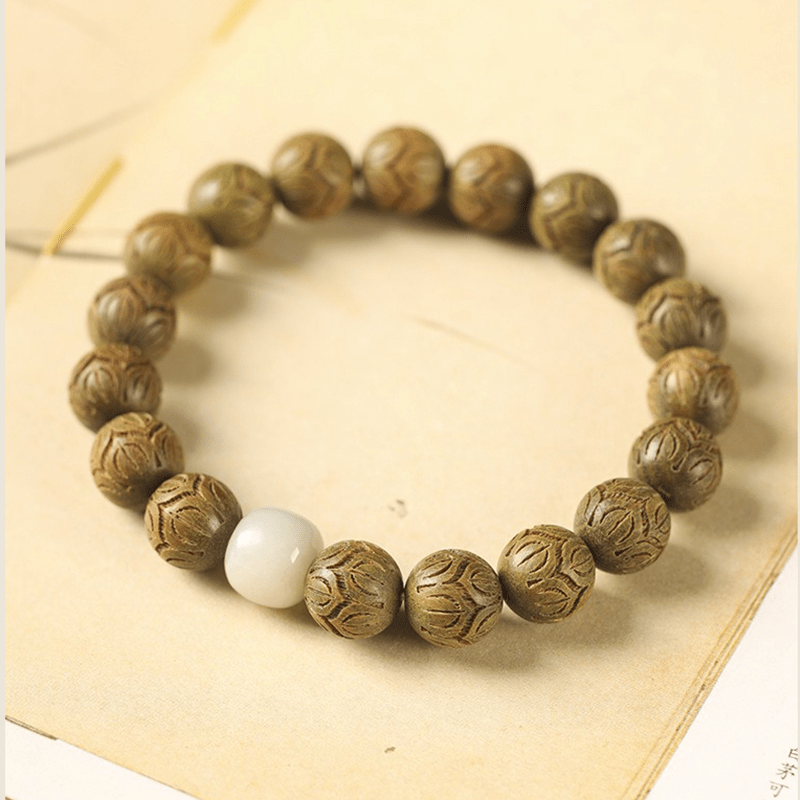 Sandalwood & Lotus Carvings Bracelet - Buddha Nature