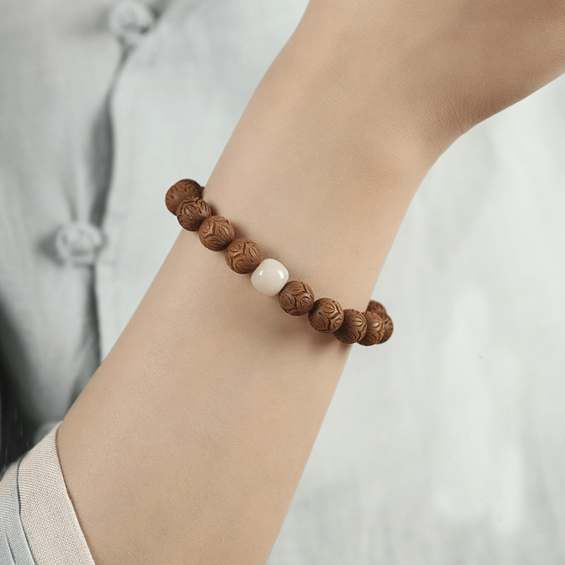 Sandalwood & Lotus Carvings Bracelet - Buddha Nature