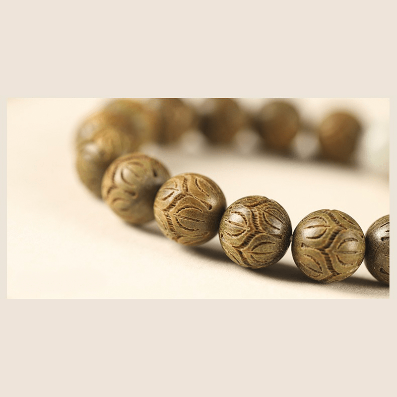 Sandalwood & Lotus Carvings Bracelet - Buddha Nature