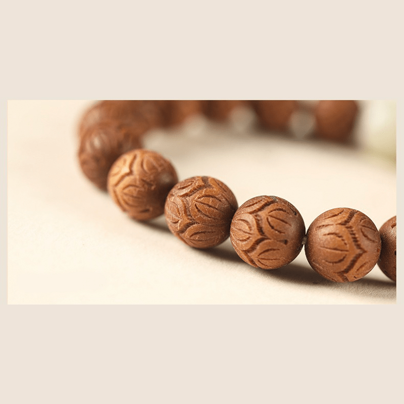 Sandalwood & Lotus Carvings Bracelet - Buddha Nature