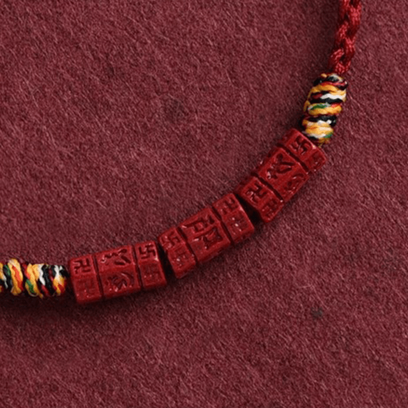 Six - Word Mantra & Cinnabar Red String Bracelet - Buddha Nature